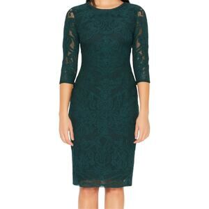 JS Collections Midi Dress evergreen lace mesh 2 XS